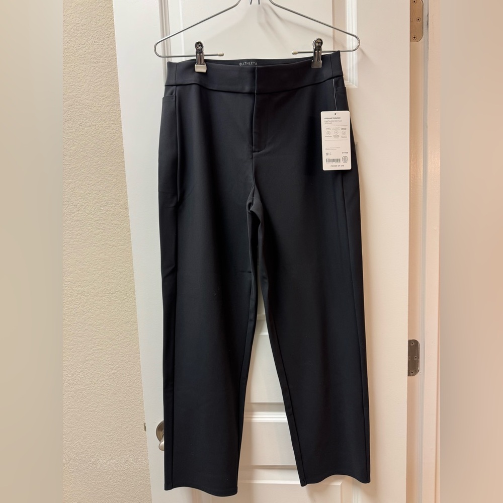 Athleta Black Straight-Leg Pull-On Trousers